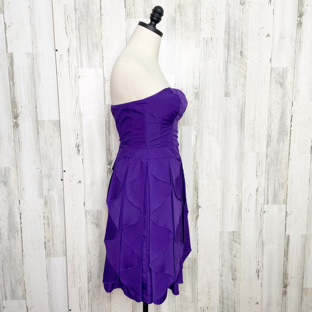 REISS Tiered Strapless Cocktail Dress Purple Ruffle Party Wedding Guest Size 2 - Picture 2 of 9